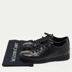 Louis Vuitton Black Monogram Embossed Leather Low Top Sneakers Size 39.5