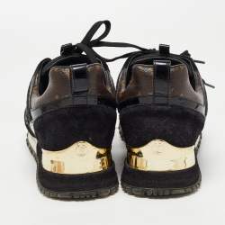 Louis Vuitton Black/Brown Mesh and Monogram Canvas Run Away Sneakers Size 36