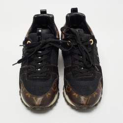Louis Vuitton Black/Brown Mesh and Monogram Canvas Run Away Sneakers Size 36
