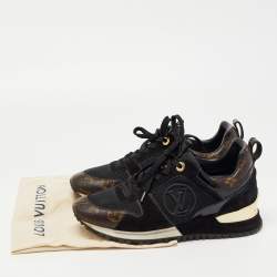 Louis Vuitton Black/Brown Mesh and Monogram Canvas Run Away Sneakers Size 36
