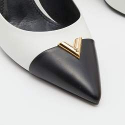Pre Owned Louis Vuitton White/Black Leather Heartbreaker Pumps Size 39