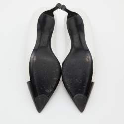 Pre Owned Louis Vuitton White/Black Leather Heartbreaker Pumps Size 39