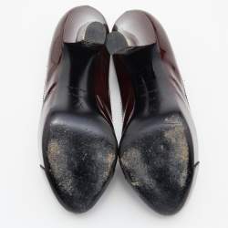 Pre Owned Louis Vuitton Burgundy/Black Patent Leather Ankle Strap Platform Pumps Size 39.5