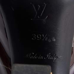 Pre Owned Louis Vuitton Burgundy/Black Patent Leather Ankle Strap Platform Pumps Size 39.5