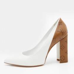 Louis Vuitton White/Brown Leather and Reverse Monogram Canvas Rodeo Queen  Pumps Size 39 Louis Vuitton | The Luxury Closet