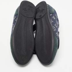 Louis Vuitton Blue Nubuck Leather and Denim Monogram  Low Top Sneakers Size 38