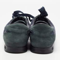 Louis Vuitton Blue Nubuck Leather and Denim Monogram  Low Top Sneakers Size 38