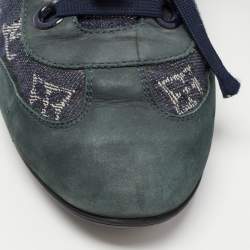 Louis Vuitton Blue Nubuck Leather and Denim Monogram  Low Top Sneakers Size 38