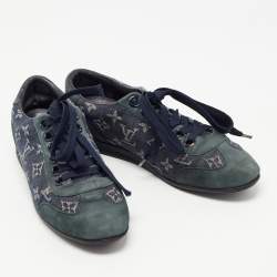 Louis Vuitton Blue Nubuck Leather and Denim Monogram  Low Top Sneakers Size 38