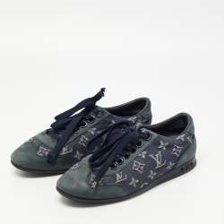 Louis Vuitton Blue Nubuck Leather and Denim Monogram  Low Top Sneakers Size 38