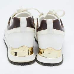 Louis Vuitton White/Brown Canvas and Mesh Run Away Sneakers Size 36.5