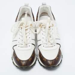 Louis Vuitton White/Brown Canvas and Mesh Run Away Sneakers Size 36.5