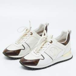 Louis Vuitton White/Brown Canvas and Mesh Run Away Sneakers Size 36.5