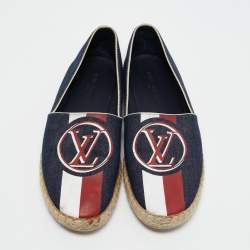 مملوكة مسبقًا Louis Vuitton Navy Blue Denim Postcard Espadrilles Flats Size 39