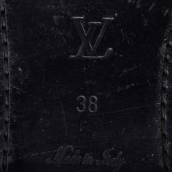 Pre Owned Louis Vuitton Black Leather Buckle Detail Calf Length Boots Size 38