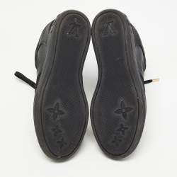 Pre Owned Louis Vuitton Black Monogram Suede and Leather Millennium Wedge Sneakers Size 39