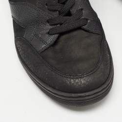 Pre Owned Louis Vuitton Black Monogram Suede and Leather Millennium Wedge Sneakers Size 39