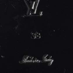 Louis Vuitton Navy Blue Leather Lock It Flat Slides Size 38