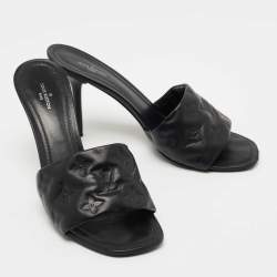 Louis Vuitton Black Monogram Embossed Leather Revival Slide Sandals Size 40