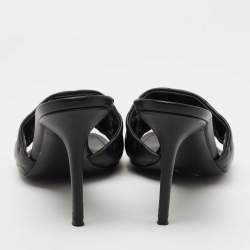Louis Vuitton Black Monogram Embossed Leather Revival Slide Sandals Size 40