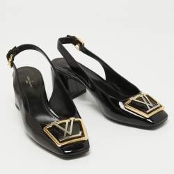 Louis Vuitton Black Patent Leather Madeleine Slingback Pumps Size 39