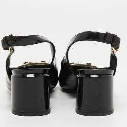Louis Vuitton Black Patent Leather Madeleine Slingback Pumps Size 39