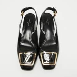 Louis Vuitton Black Patent Leather Madeleine Slingback Pumps Size 39