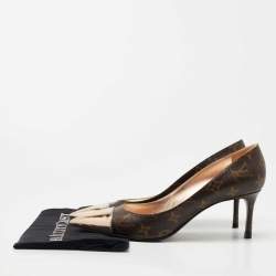 Louis Vuitton Metallic/Brown Leather and Monogram Canvas Fetish Pumps Size 40