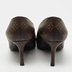 Louis Vuitton Metallic/Brown Leather and Monogram Canvas Fetish Pumps Size 40