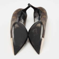 Louis Vuitton Metallic/Brown Leather and Monogram Canvas Fetish Pumps Size 40