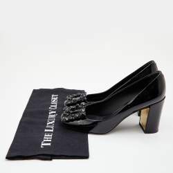 Pre Owned Louis Vuitton Black Patent Leather Block Heel Pumps Size 36