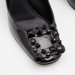 Pre Owned Louis Vuitton Black Patent Leather Block Heel Pumps Size 36