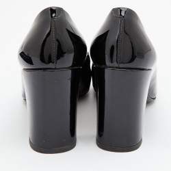 Pre Owned Louis Vuitton Black Patent Leather Block Heel Pumps Size 36