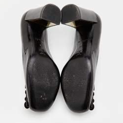 Pre Owned Louis Vuitton Black Patent Leather Block Heel Pumps Size 36