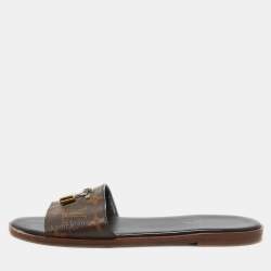 Louis Vuitton Lock It Mink Fur Slide Sandals - Brown Sandals, Shoes -  LOU152927