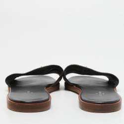 Louis Vuitton Brown Monogram Canvas Lock It Flat Slides Size 37