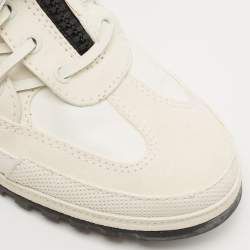 Pre Owned Louis Vuitton White/Cream Suede and Leather High Top Sneakers Size 38.5