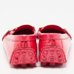 Pre Owned Louis Vuitton Pink Patent Leather Oxford Loafers Size 38
