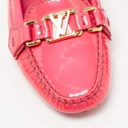 Pre Owned Louis Vuitton Pink Patent Leather Oxford Loafers Size 38