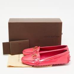 Pre Owned Louis Vuitton Pink Patent Leather Oxford Loafers Size 38