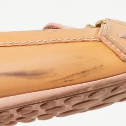 Pre Owned Louis Vuitton Beige Patent Leather Oxford Loafers Size 38