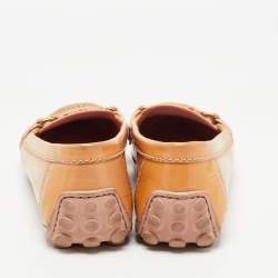 Pre Owned Louis Vuitton Beige Patent Leather Oxford Loafers Size 38