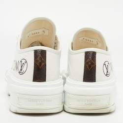 Louis Vuitton White/Brown Monogram Canvas Lace Up Sneakers Size 40
