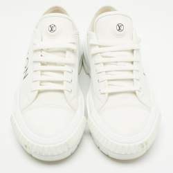 Louis Vuitton White/Brown Monogram Canvas Lace Up Sneakers Size 40