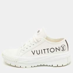 Louis Vuitton White Leather And Multicolor Monogram Canvas Lace Up Sneakers  Size 40 Louis Vuitton