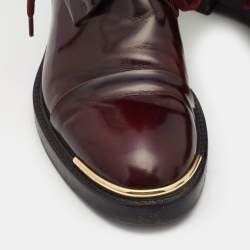 Pre Owned Louis Vuitton Burgundy Leather Diplomacy Ranger Boots Size 38