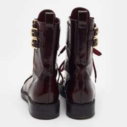 Pre Owned Louis Vuitton Burgundy Leather Diplomacy Ranger Boots Size 38