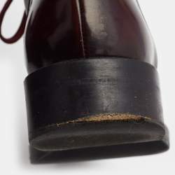 Pre Owned Louis Vuitton Burgundy Leather Diplomacy Ranger Boots Size 38