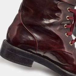 Pre Owned Louis Vuitton Burgundy Leather Diplomacy Ranger Boots Size 38