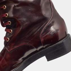 Pre Owned Louis Vuitton Burgundy Leather Diplomacy Ranger Boots Size 38